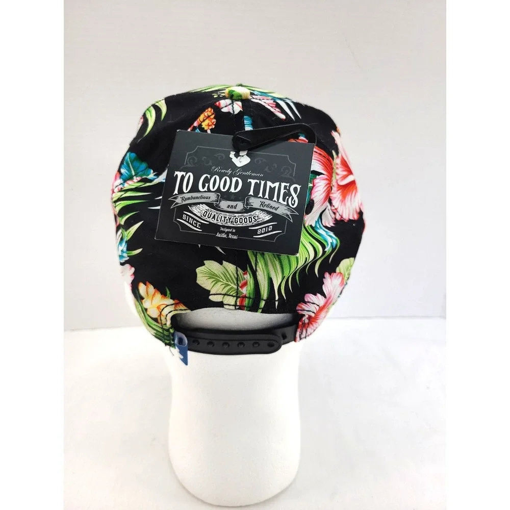 Rowdy Gentlemen SNAPBACK Hat black w/ colorful Floral designs~ fully adjustable